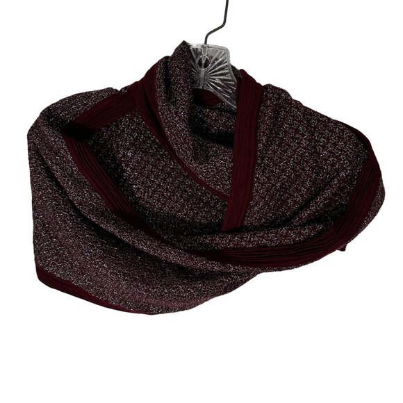 Loft Burgundy & Silver Metallic Wool Blend Infinity Scarf - Picture 2 of 10